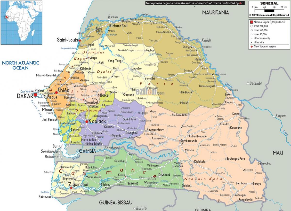 Senegal negara dalam peta dunia