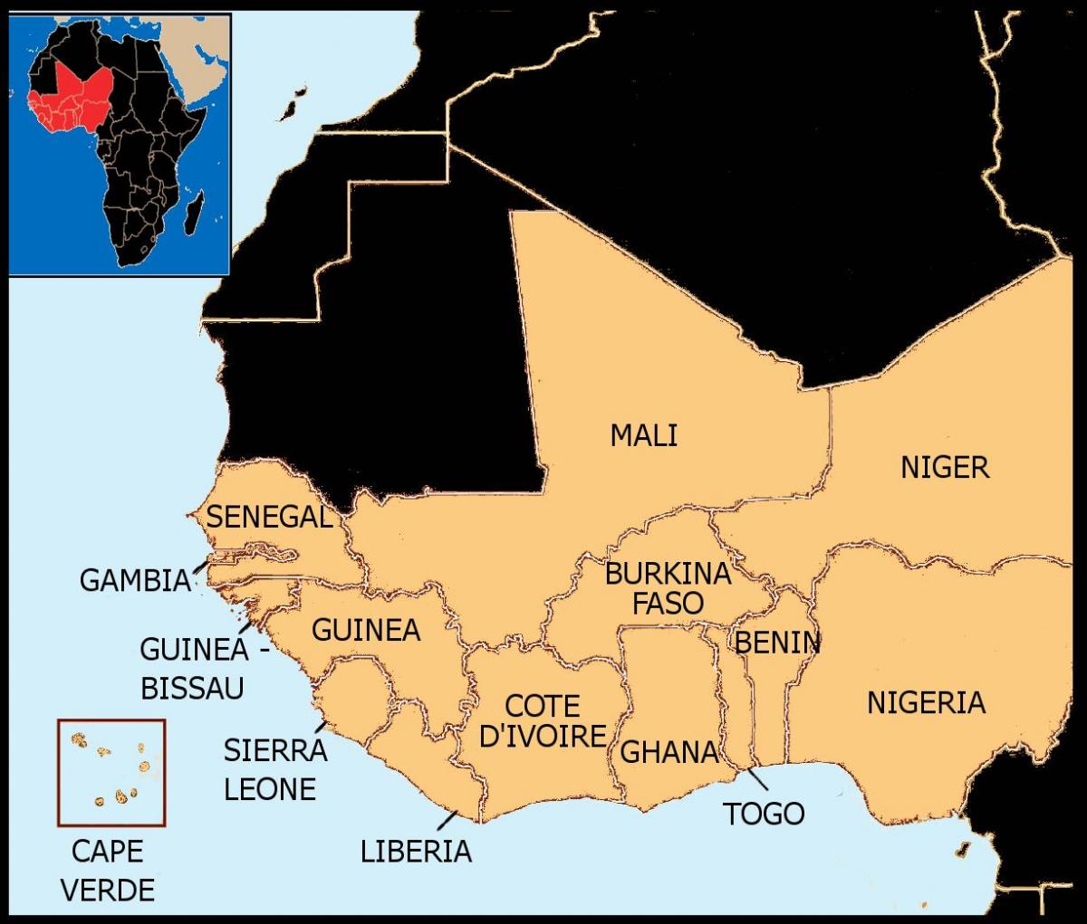 peta dari Senegal peta afrika barat