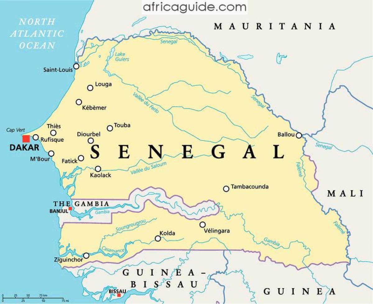Senegal sungai peta afrika